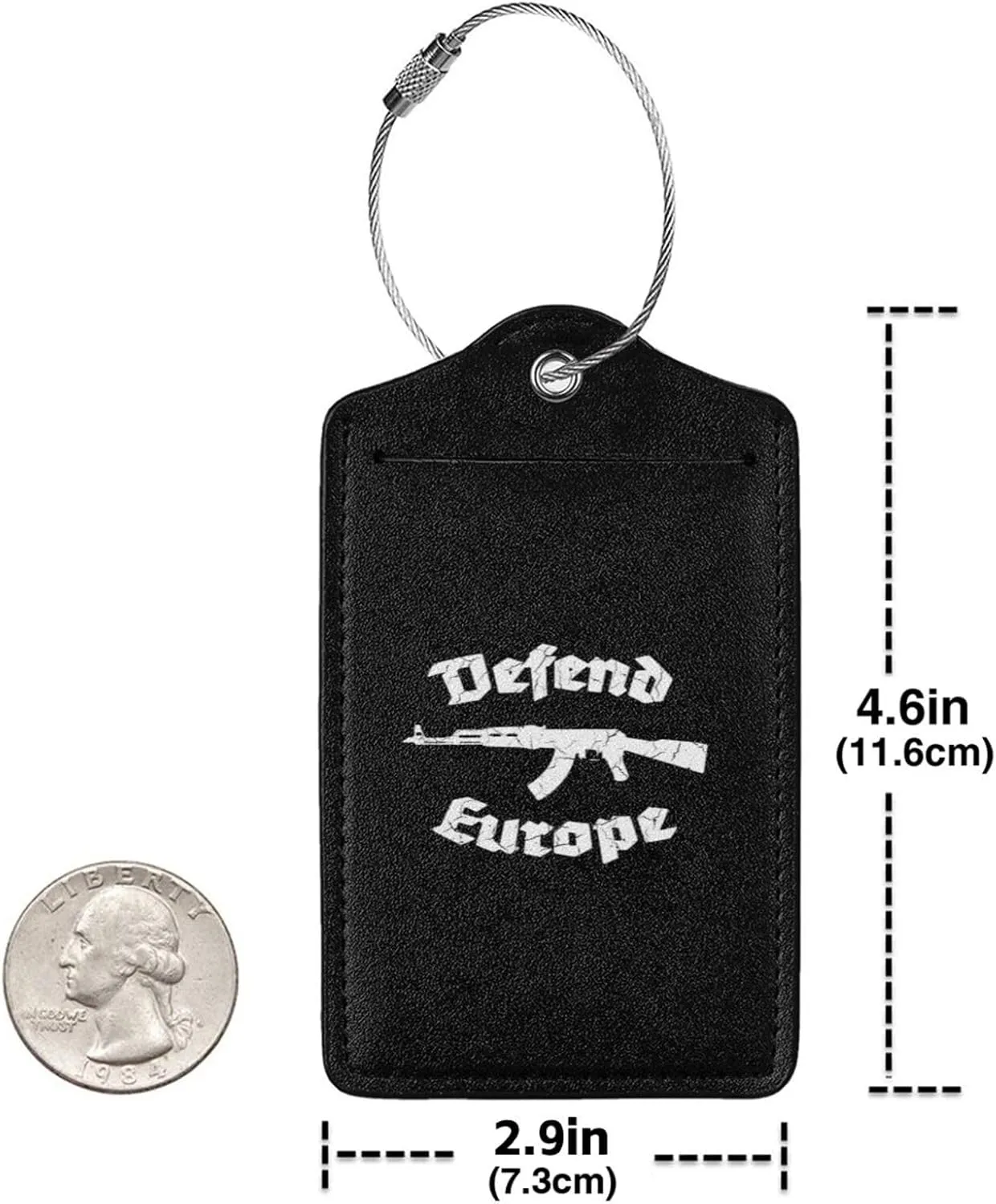 Defend Europe Leather Baggage Bag Luggage Tags with Stainless Steel Loop and Privacy Cover