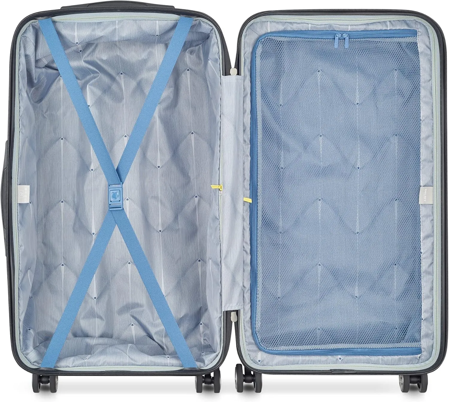 DELSEY PARIS Cruise 3.0 Hardside Expandable Luggage with Spinner Wheels, Glossy Ivory, Checked 26 Inch Trunk