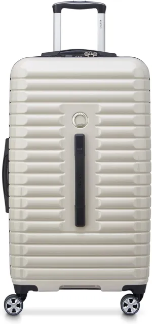 DELSEY PARIS Cruise 3.0 Hardside Expandable Luggage with Spinner Wheels, Glossy Ivory, Checked 26 Inch Trunk