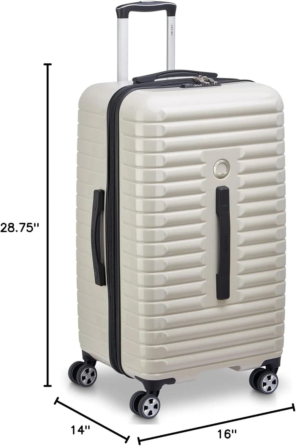DELSEY PARIS Cruise 3.0 Hardside Expandable Luggage with Spinner Wheels, Glossy Ivory, Checked 26 Inch Trunk