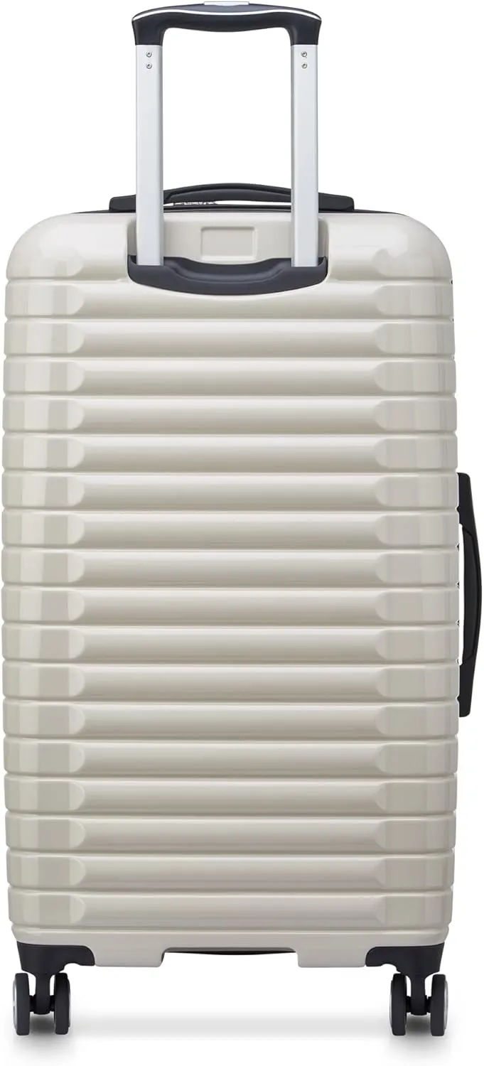 DELSEY PARIS Cruise 3.0 Hardside Expandable Luggage with Spinner Wheels, Glossy Ivory, Checked 26 Inch Trunk