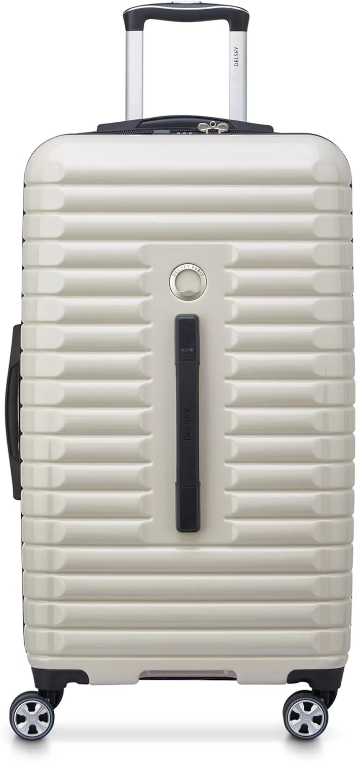 DELSEY PARIS Cruise 3.0 Hardside Expandable Luggage with Spinner Wheels, Glossy Ivory, Checked 26 Inch Trunk