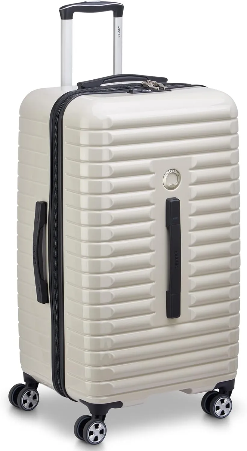 DELSEY PARIS Cruise 3.0 Hardside Expandable Luggage with Spinner Wheels, Glossy Ivory, Checked 26 Inch Trunk