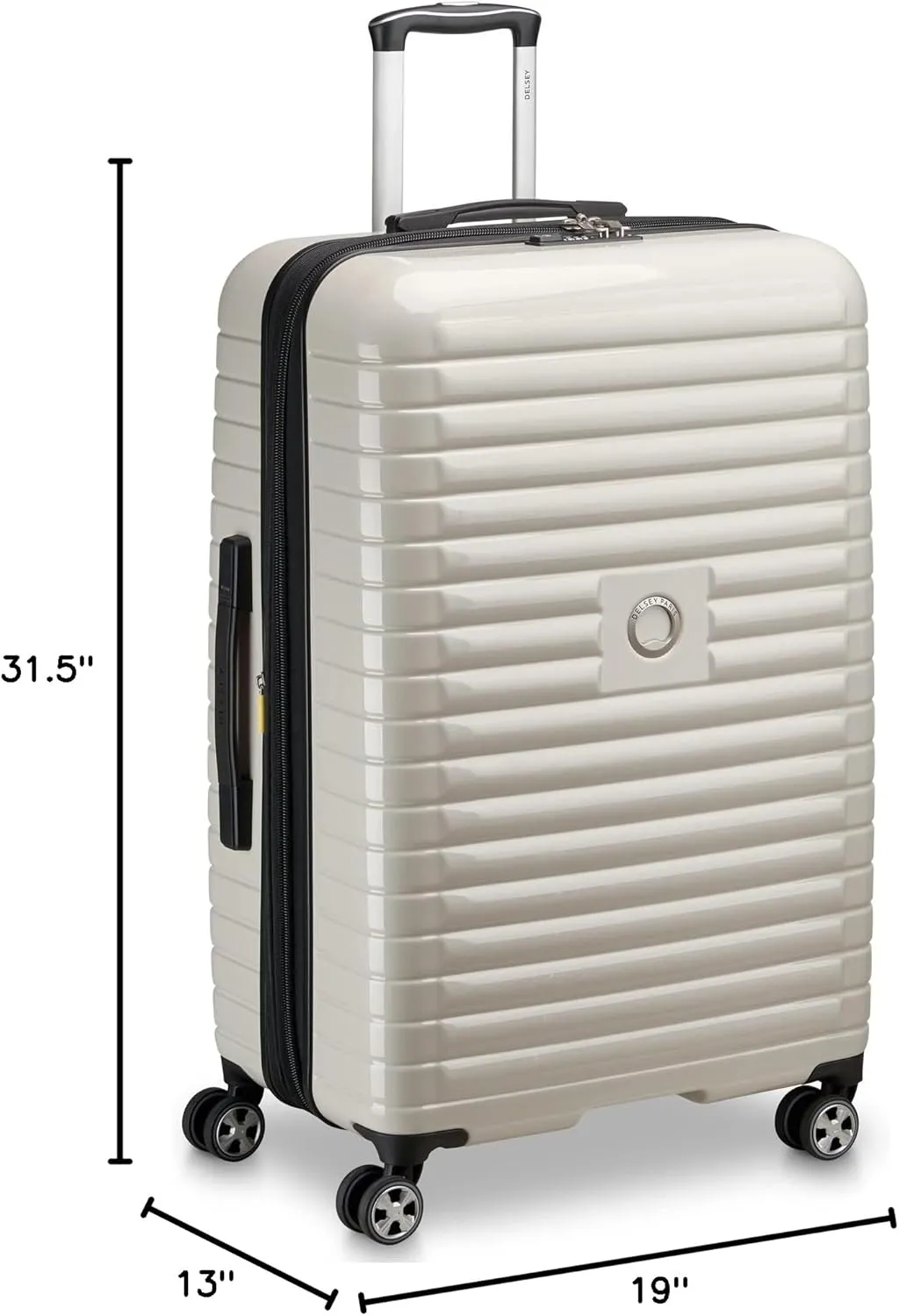 DELSEY PARIS Cruise 3.0 Hardside Expandable Luggage with Spinner Wheels, Glossy Ivory, Checked-Large 28 Inch