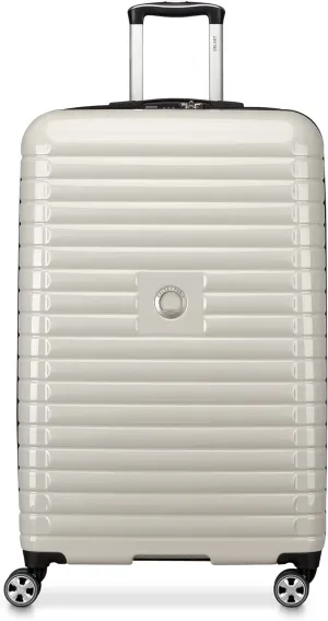 DELSEY PARIS Cruise 3.0 Hardside Expandable Luggage with Spinner Wheels, Glossy Ivory, Checked-Large 28 Inch