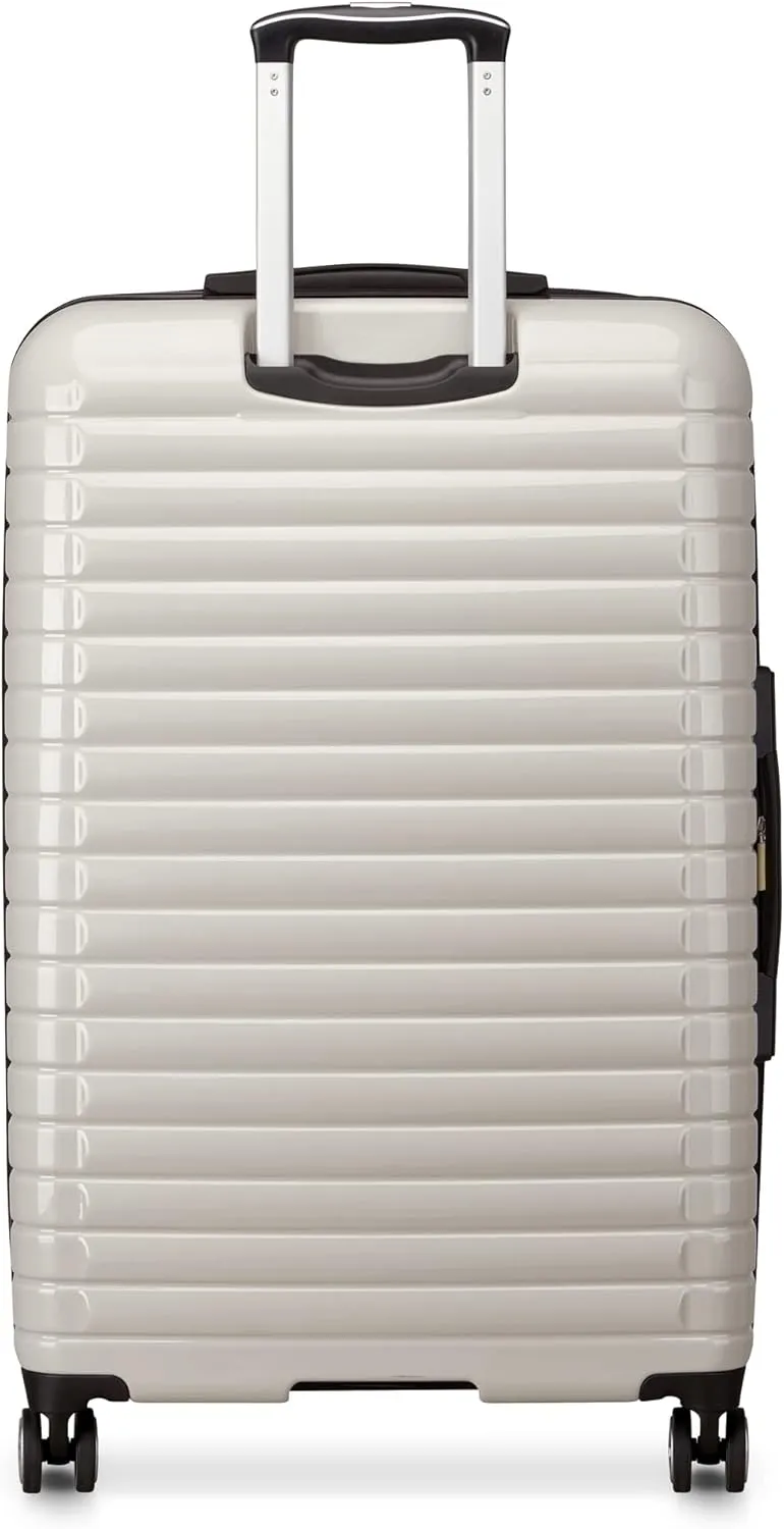 DELSEY PARIS Cruise 3.0 Hardside Expandable Luggage with Spinner Wheels, Glossy Ivory, Checked-Large 28 Inch