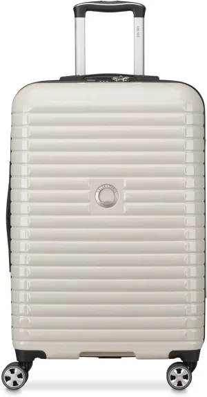 DELSEY PARIS Cruise 3.0 Hardside Expandable Luggage with Spinner Wheels, Glossy Ivory, Checked-Medium 24 Inch
