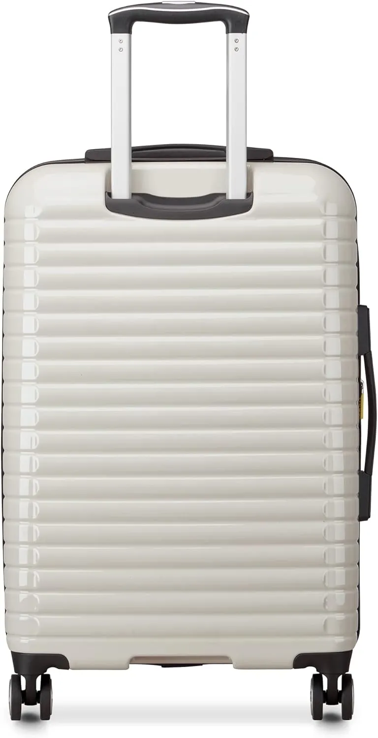 DELSEY PARIS Cruise 3.0 Hardside Expandable Luggage with Spinner Wheels, Glossy Ivory, Checked-Medium 24 Inch
