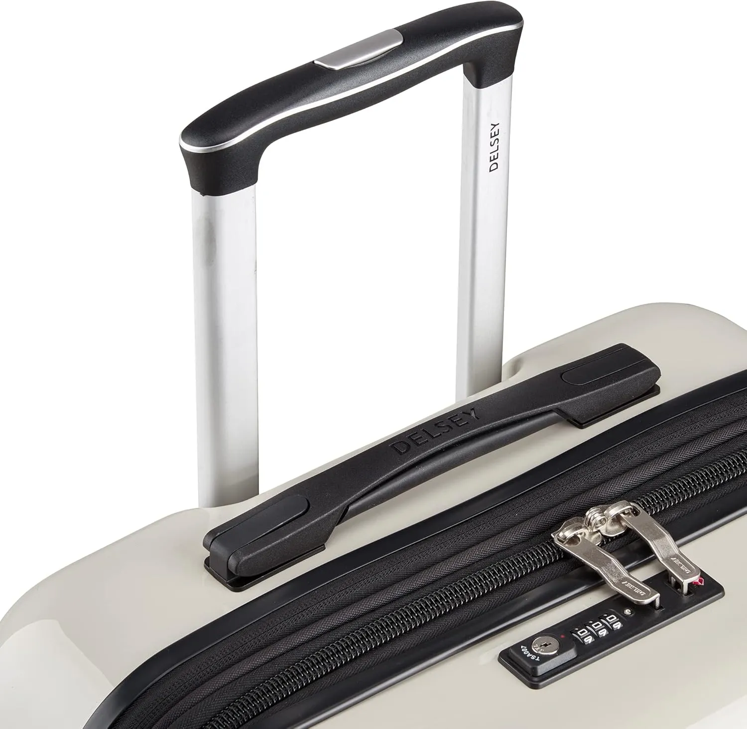DELSEY PARIS Cruise 3.0 Hardside Expandable Luggage with Spinner Wheels, Glossy Ivory, Checked-Medium 24 Inch