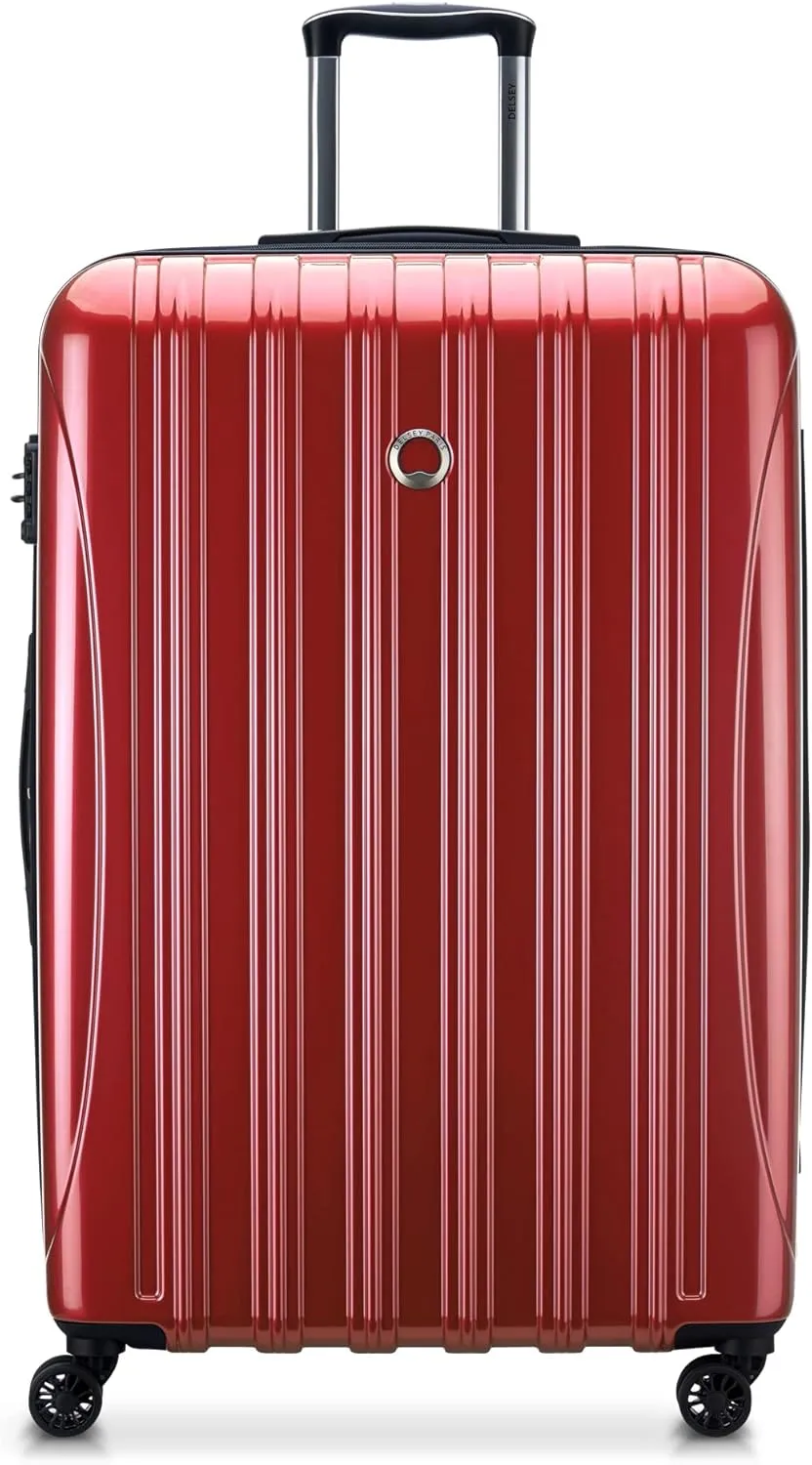 DELSEY PARIS Helium Aero Hardside Expandable Luggage with Spinner Wheels, Brick Red, Checked-Large 29 Inch