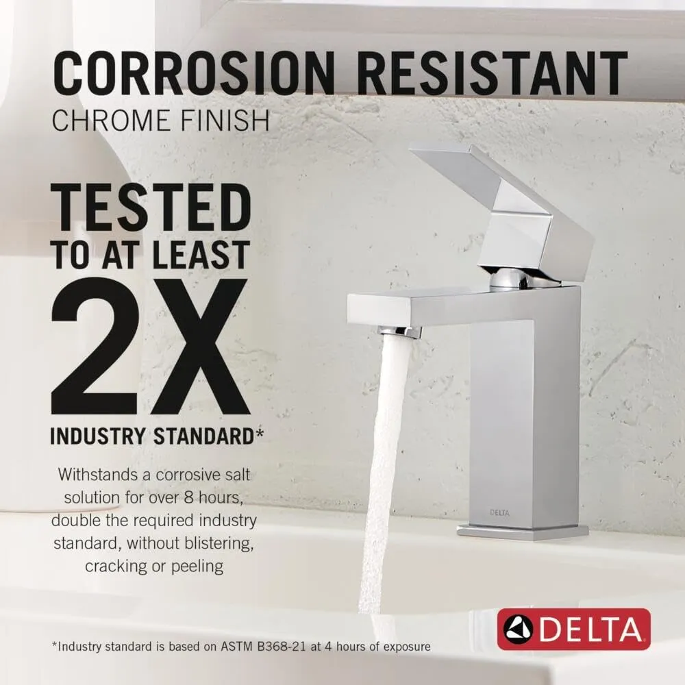 Delta Faucet Modern Single Hole Bathroom Faucet, Chrome Single Handle Bathroom Faucet, Bathroom Sink Faucet, 0.5 GPM, Push Pop-Up Drain Assembly, Chrome 567LF-HGM-PP