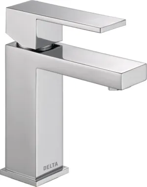Delta Faucet Modern Single Hole Bathroom Faucet, Chrome Single Handle Bathroom Faucet, Bathroom Sink Faucet, 0.5 GPM, Push Pop-Up Drain Assembly, Chrome 567LF-HGM-PP