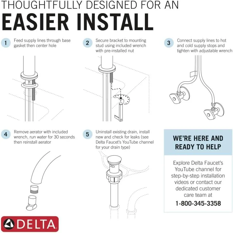 Delta Faucet Modern Single Hole Bathroom Faucet, Chrome Single Handle Bathroom Faucet, Bathroom Sink Faucet, 0.5 GPM, Push Pop-Up Drain Assembly, Chrome 567LF-HGM-PP