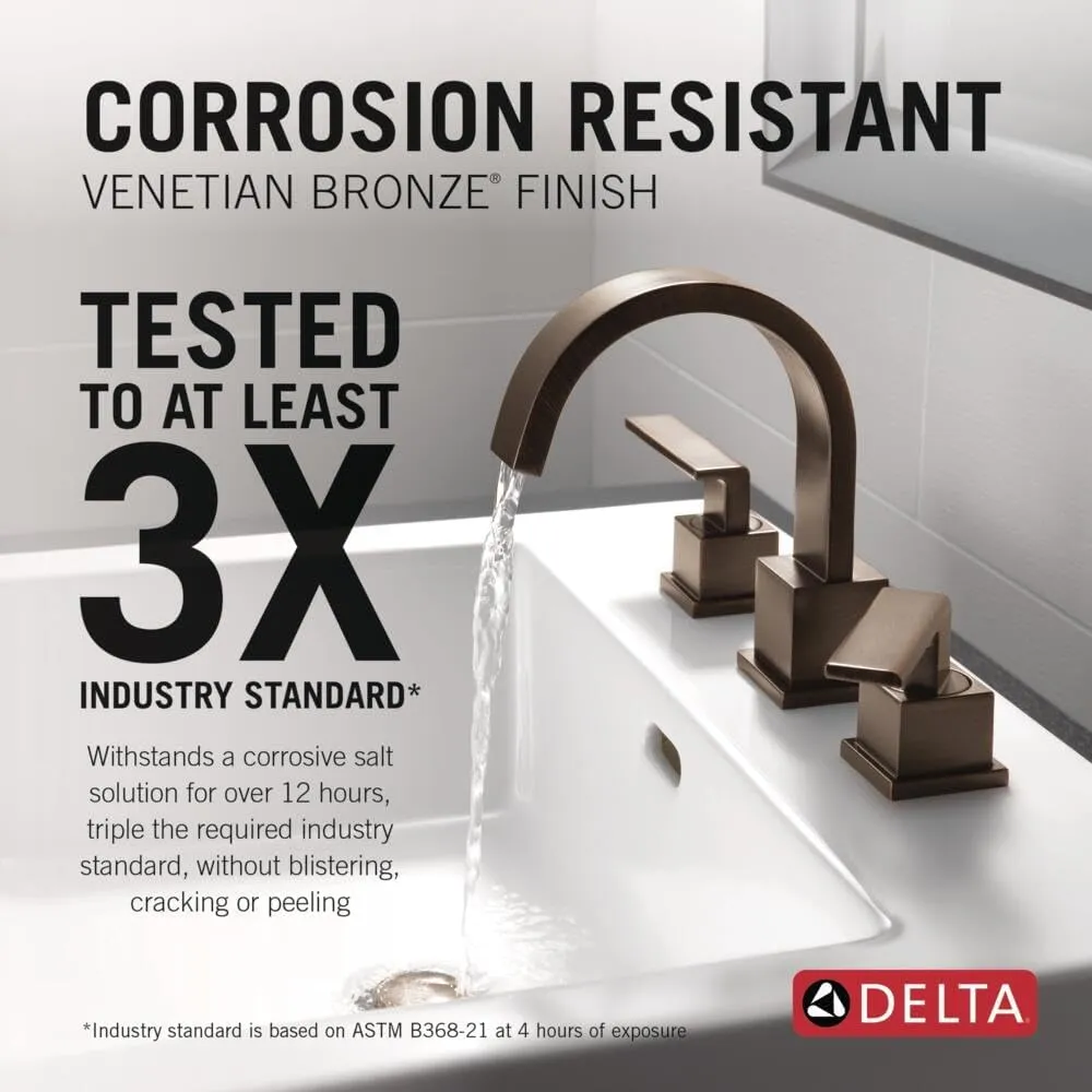 Delta Faucet Vero Widespread Bathroom Faucet 3 Hole, Bronze Bathroom Faucet, Bathroom Sink Faucet, 2 Handle Bathroom Faucet, Bath Faucet, Metal Drain Assembly, Venetian Bronze 3553LF-RB
