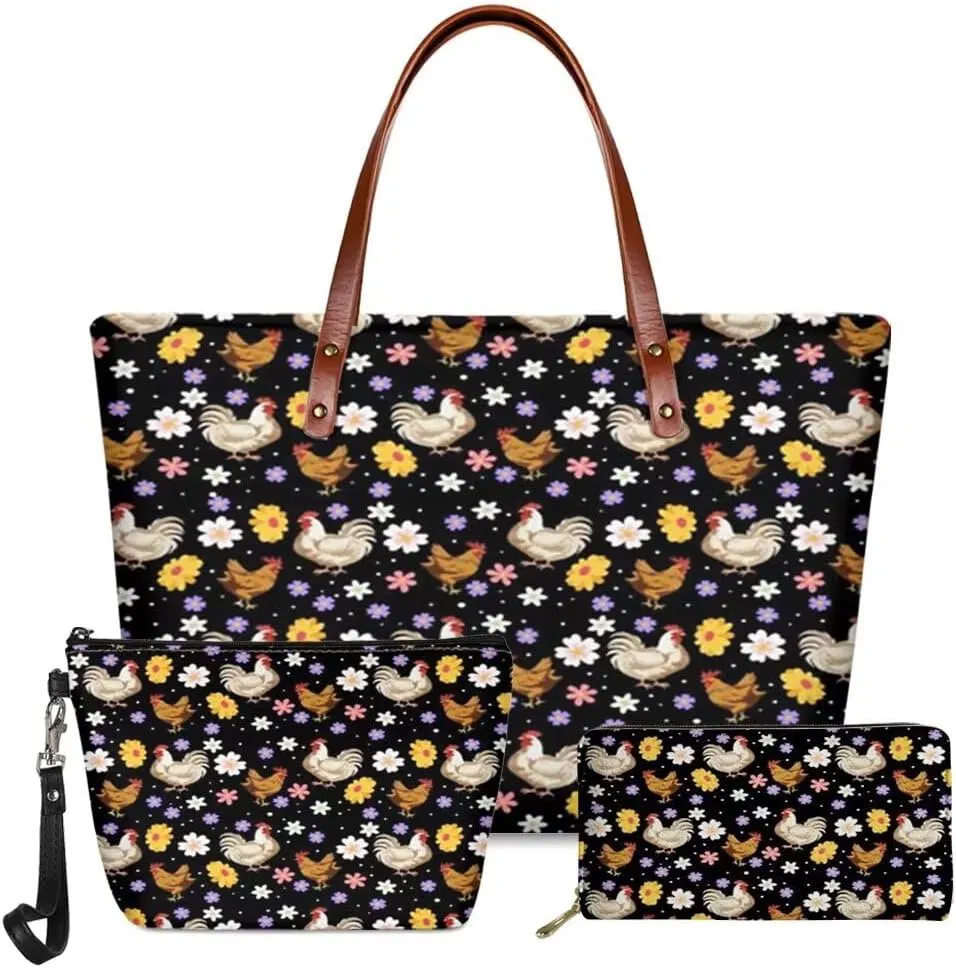 Designer Purses and Handbags for Women Satchel Shoulder Bag Top Handle Bags with Cosmetic Case,3 in 1