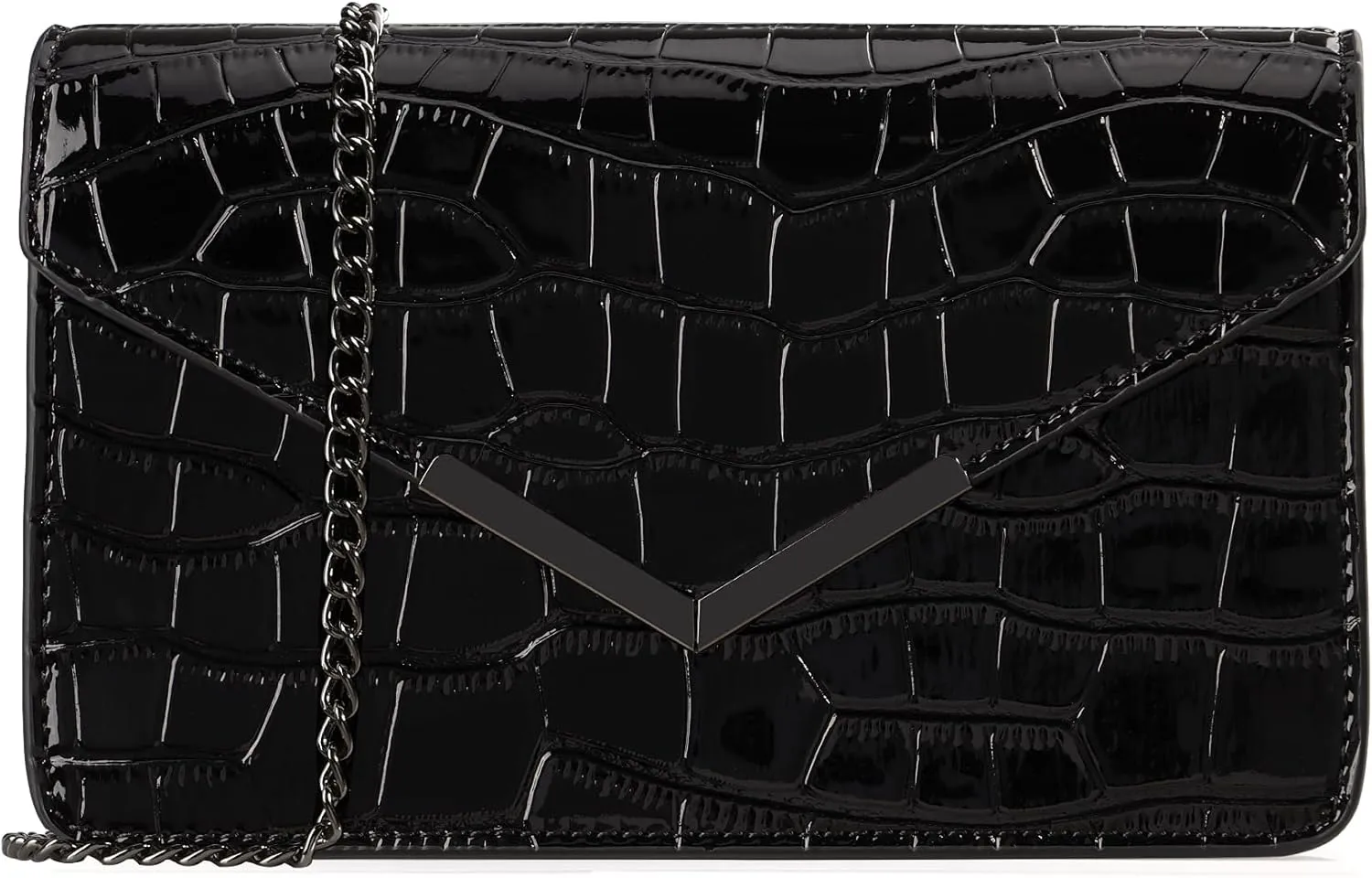 DEXMAY Evening Clutch Handbag for Women Elegant Crocodile Embossed PU Leather Envelope Handheld Crossbody Purse Foldover Bag