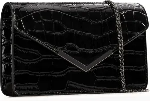 DEXMAY Evening Clutch Handbag for Women Elegant Crocodile Embossed PU Leather Envelope Handheld Crossbody Purse Foldover Bag