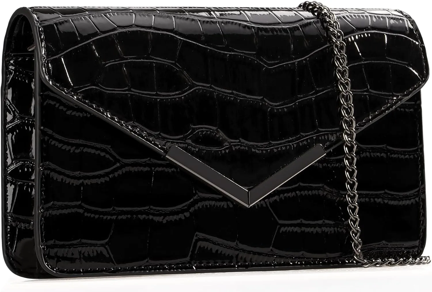 DEXMAY Evening Clutch Handbag for Women Elegant Crocodile Embossed PU Leather Envelope Handheld Crossbody Purse Foldover Bag