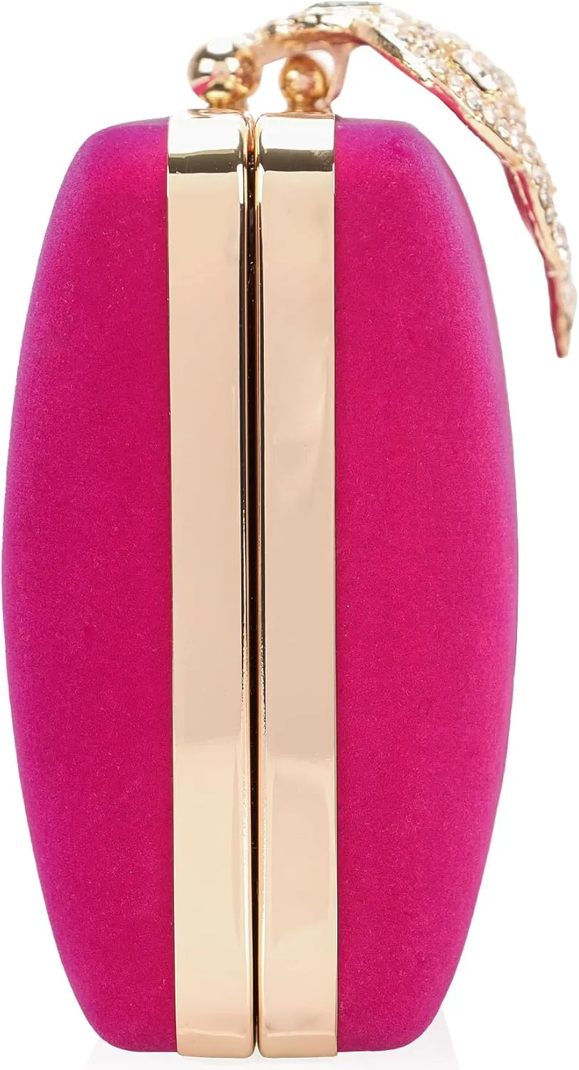 Dexmay Rhinestone Clutch Bag with Crystal Crown Clasp Women Evening Handbag Formal Party Purse
