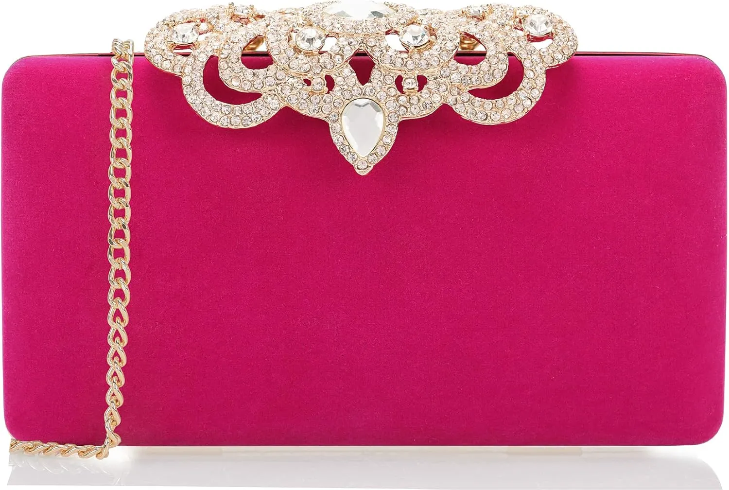 Dexmay Rhinestone Clutch Bag with Crystal Crown Clasp Women Evening Handbag Formal Party Purse