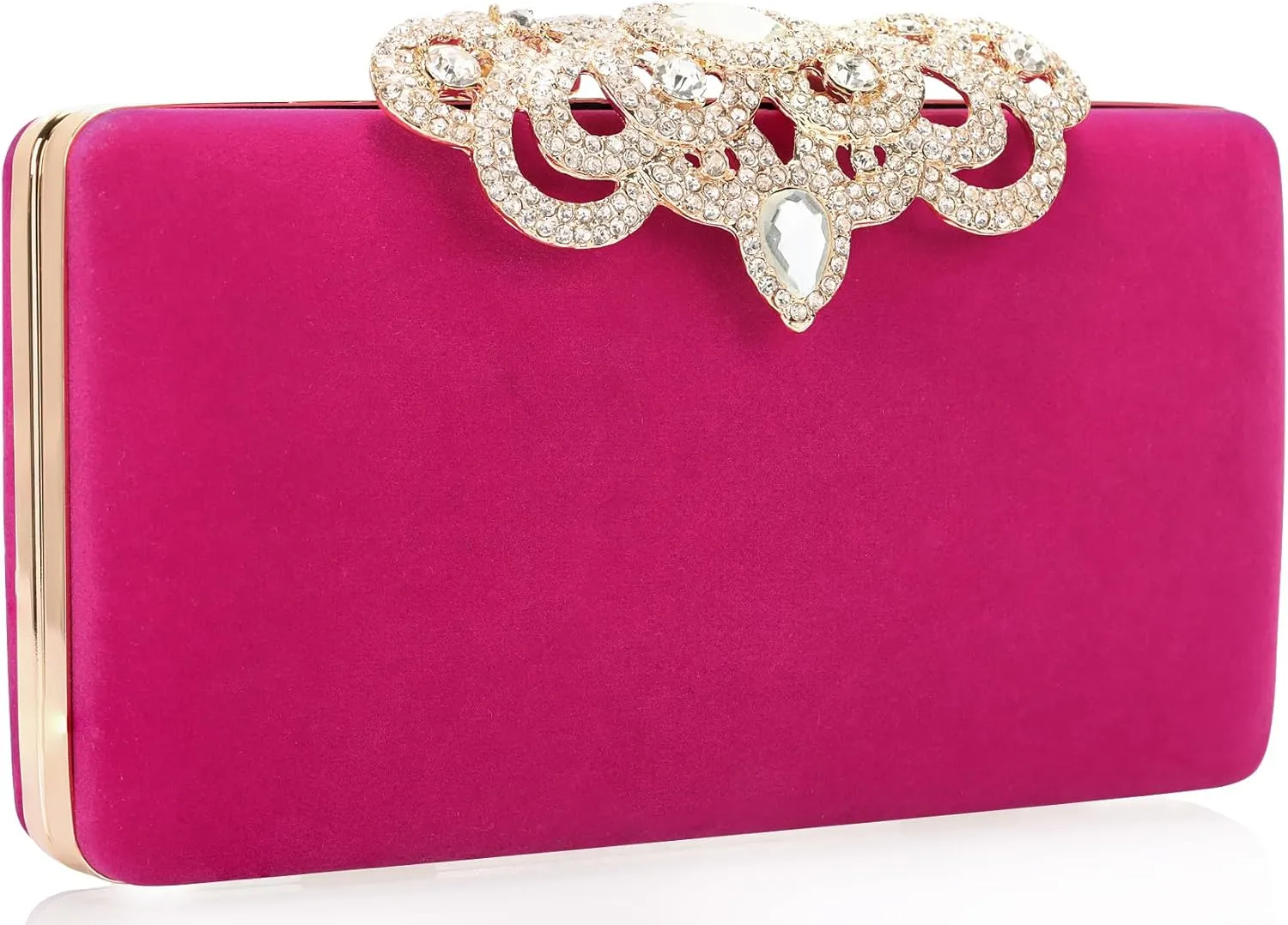 Dexmay Rhinestone Clutch Bag with Crystal Crown Clasp Women Evening Handbag Formal Party Purse