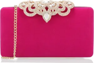 Dexmay Rhinestone Clutch Bag with Crystal Crown Clasp Women Evening Handbag Formal Party Purse