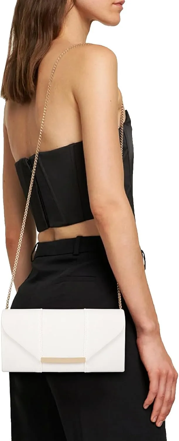Dexmay Women Faux Suede Envelope Clutch Purse Evening Velvet Handbag Foldover Shoulder Crossbody Bag
