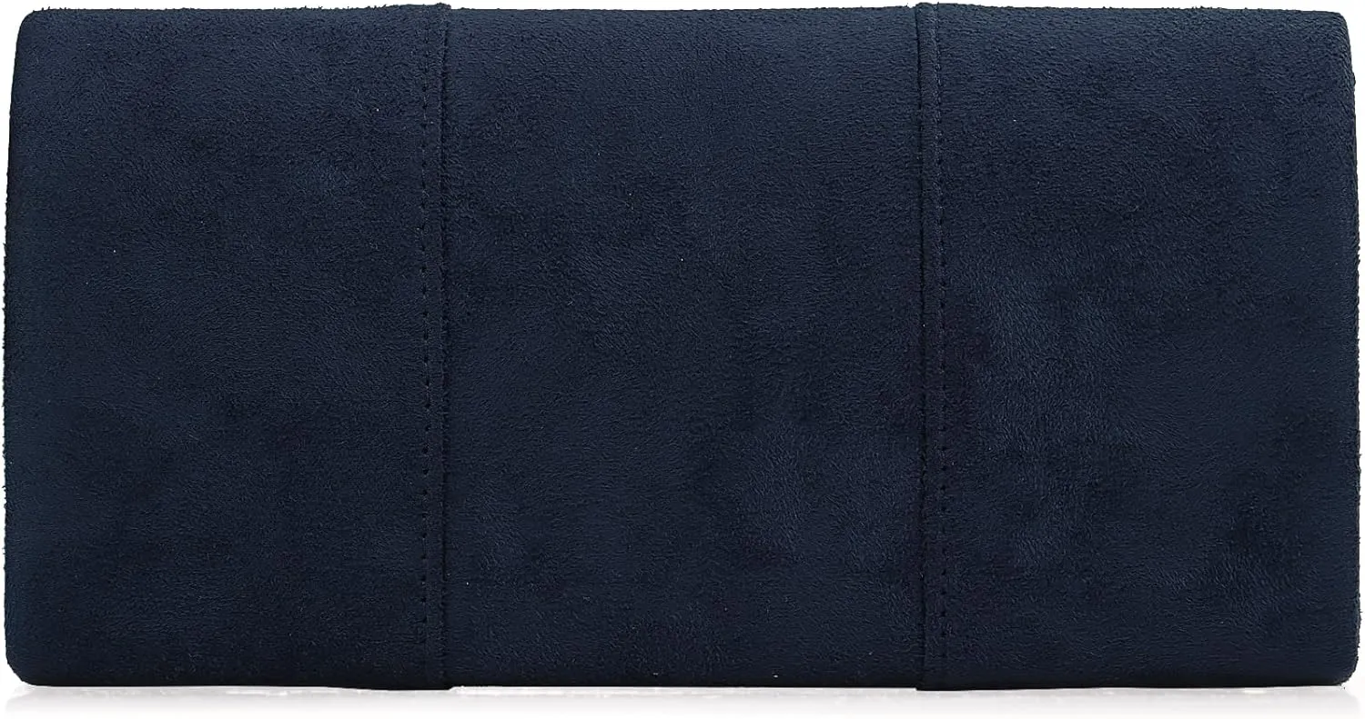 Dexmay Women Faux Suede Envelope Clutch Purse Evening Velvet Handbag Foldover Shoulder Crossbody Bag