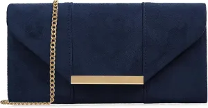 Dexmay Women Faux Suede Envelope Clutch Purse Evening Velvet Handbag Foldover Shoulder Crossbody Bag
