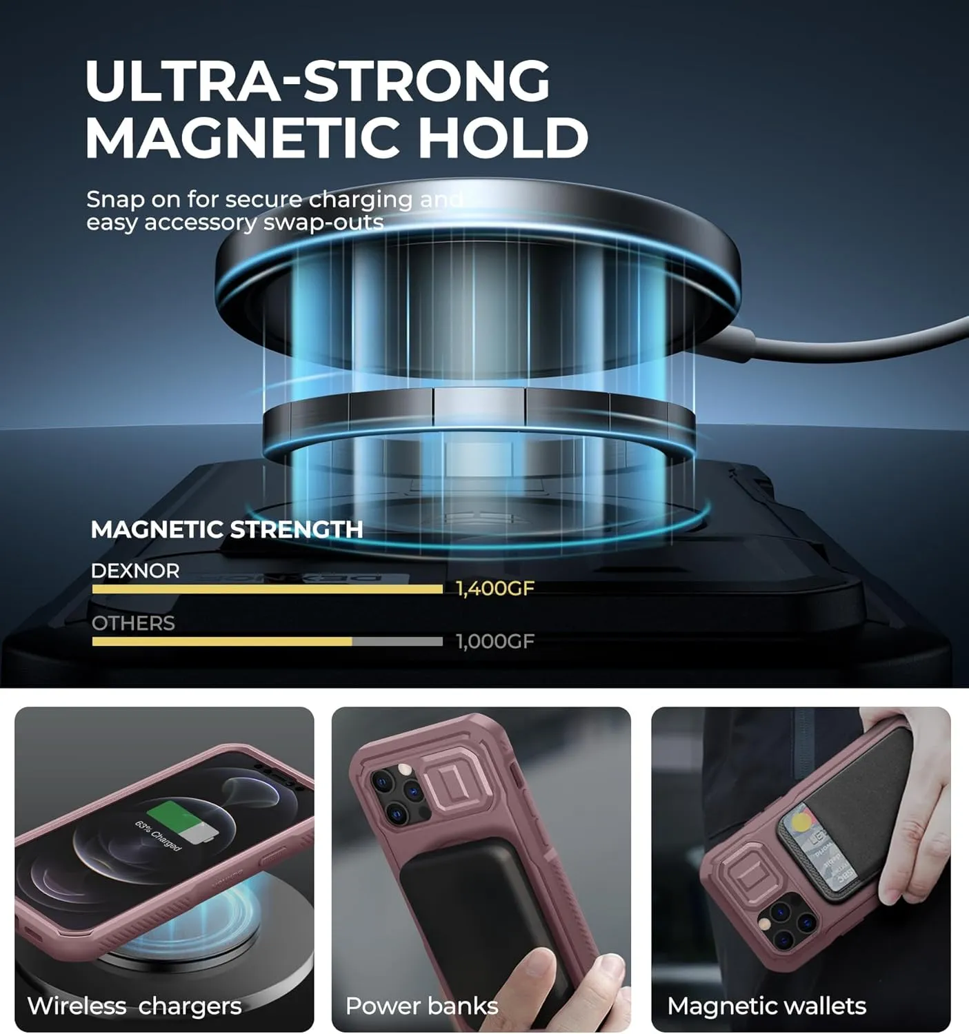 Dexnor for iPhone 12 & iPhone 12 Pro Case with Slide Camera Cover & Adjustable Kickstand &Built-in Screen Protector,Magsafe Rugged Shockproof Bumper Cases Heavy-Duty Protective Cover,Peony Pink