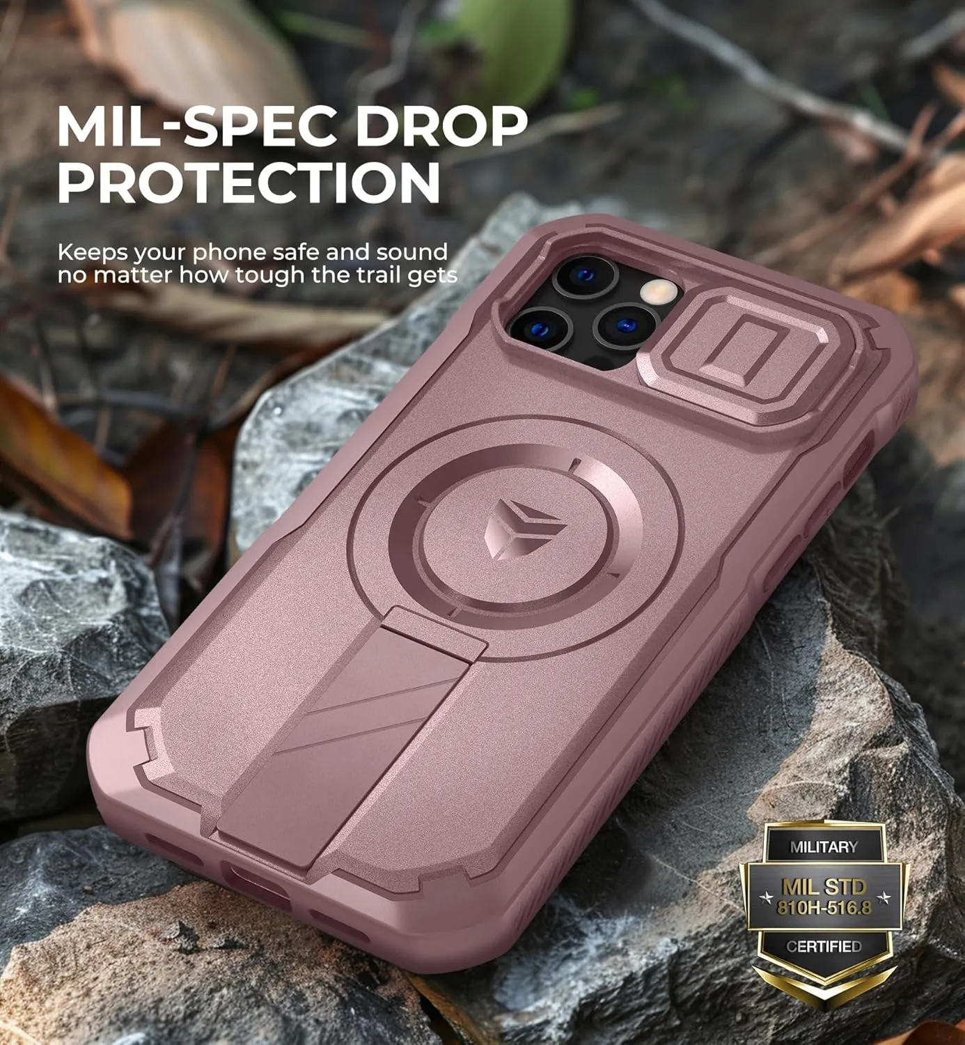 Dexnor for iPhone 12 & iPhone 12 Pro Case with Slide Camera Cover & Adjustable Kickstand &Built-in Screen Protector,Magsafe Rugged Shockproof Bumper Cases Heavy-Duty Protective Cover,Peony Pink