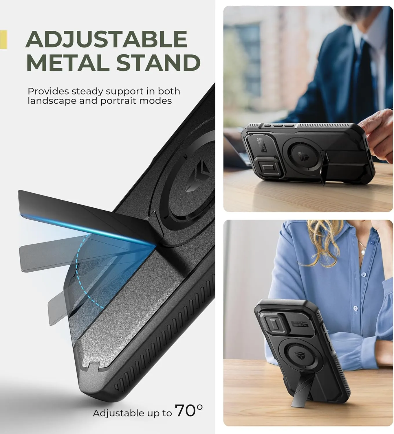 Dexnor for iPhone 16 Case with Slide Camera Cover & Adjustable Kickstand & Built-in Screen Protector,Compatible with MagSafe Shockproof Bumper Cases Heavy-Duty Magnetic Protective Cover,Black