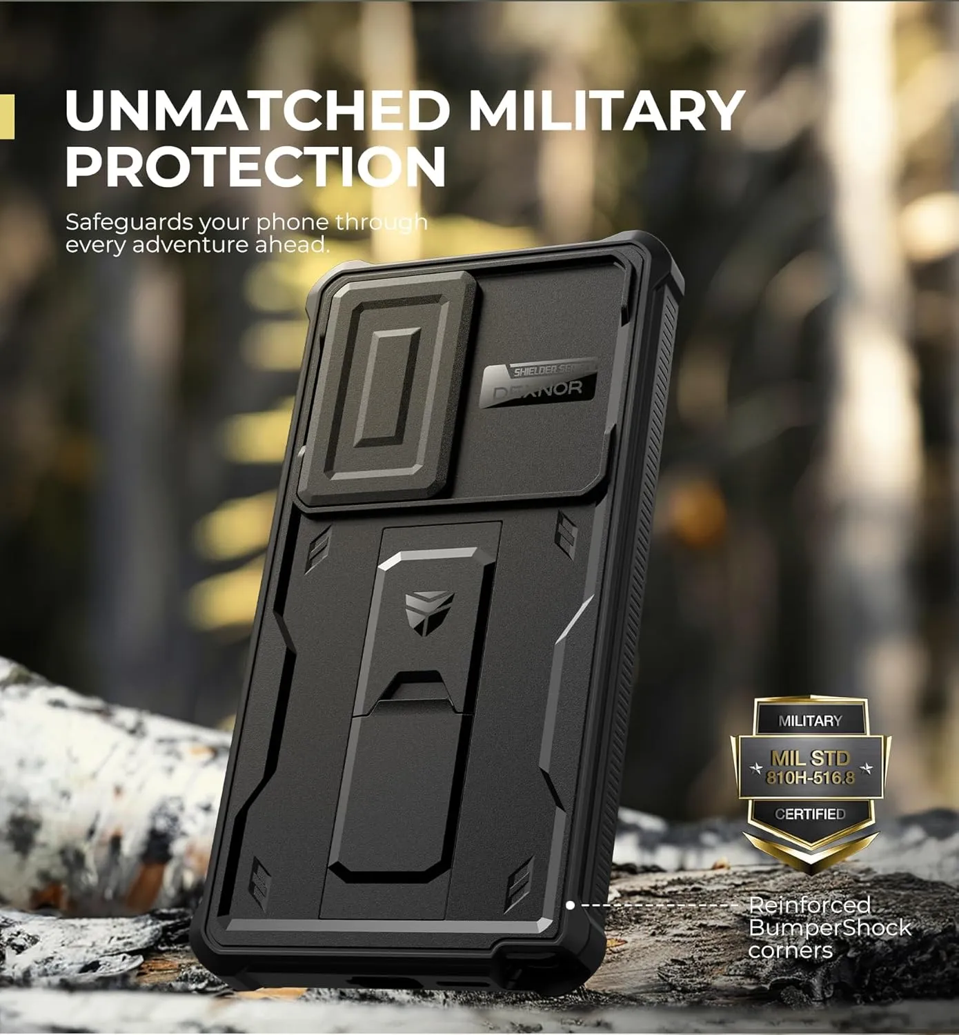 Dexnor for Samsung Galaxy S25 Ultra Case with Built-in Slide Camera Cover & Screen Protector & Kickstand, Heavy-Duty Shockproof Rugged Case Full-Body Bumper Cover for Galaxy S25 Ultra(2025),Black