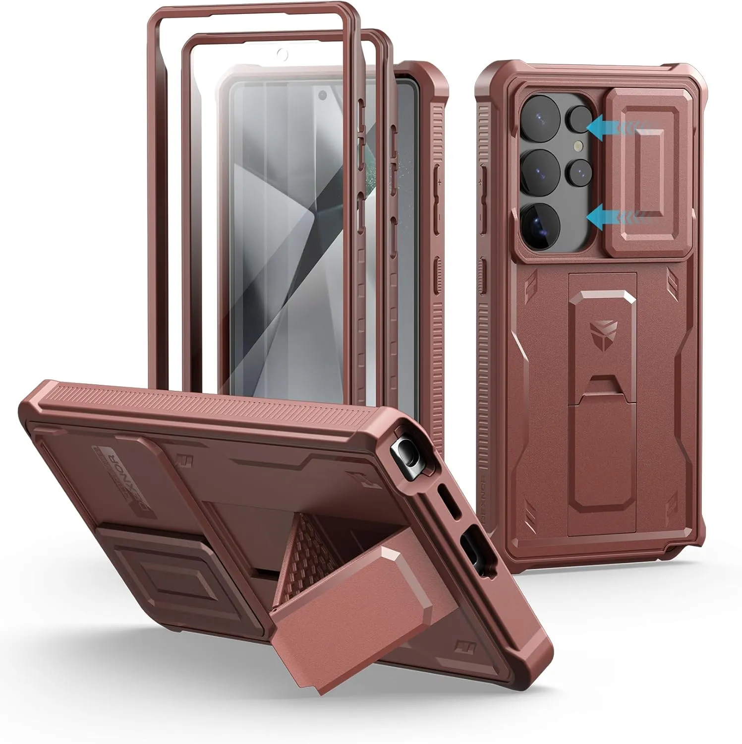 Dexnor for Samsung Galaxy S25 Ultra Case with Built-in Slide Camera Cover & Screen Protector & Kickstand,Heavy-Duty Shockproof Rugged Case Full-Body Bumper Cover for Galaxy S25 Ultra(2025),Maroon Red