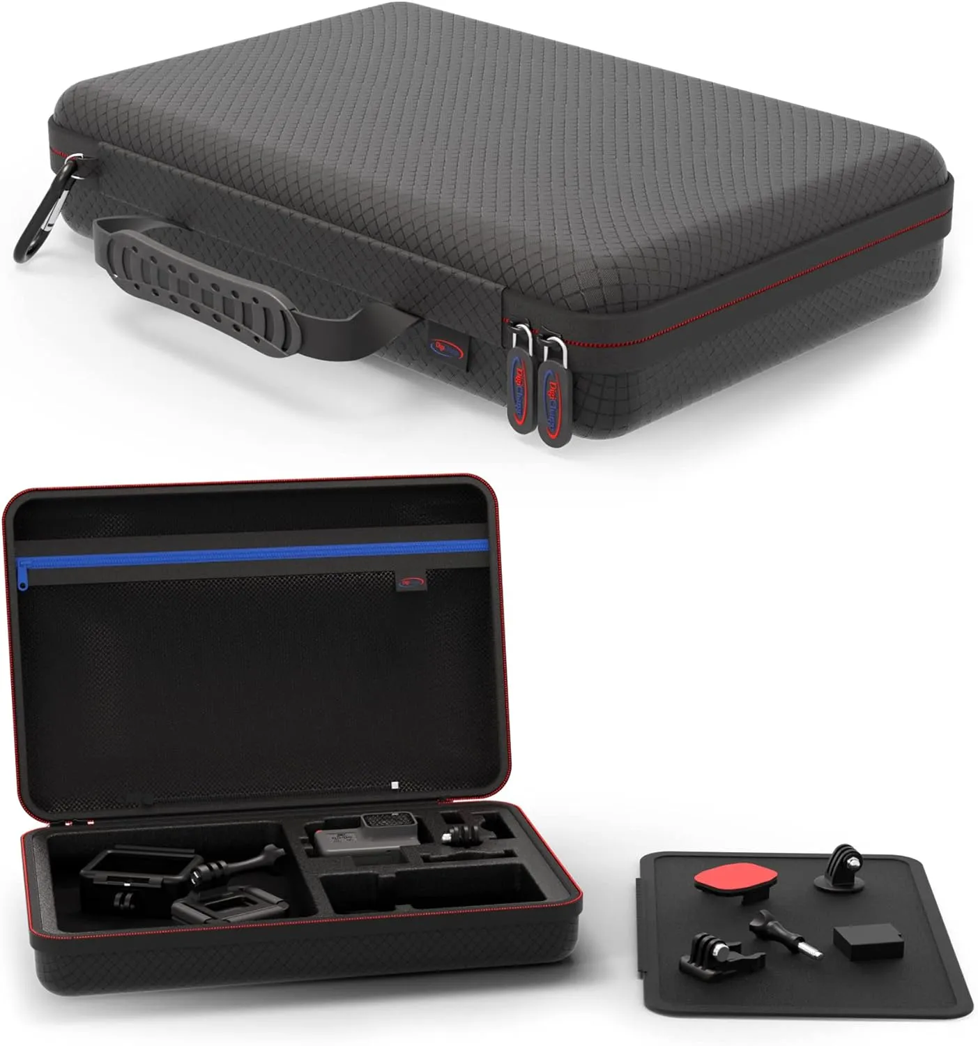 DigiCharge Action Camera Carrying Case for GoPro Hero13 Hero12 Hero11 Max Hero10 / DJI Osmo Action 5 4 3 / HERO 13 12 11 Mini 10 9 8 FUSION Akaso EK7000 V50 Brave Cam 12x8x2.5 Inches