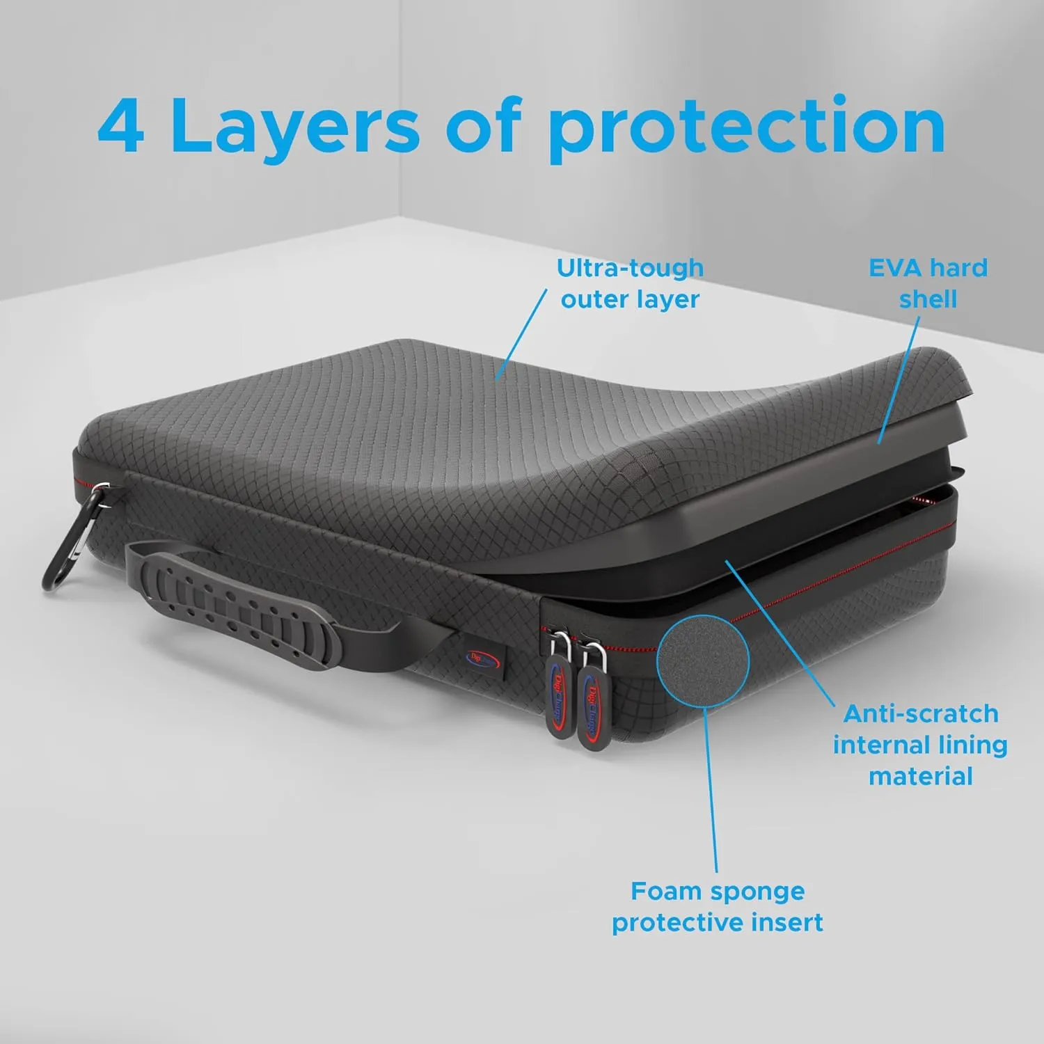 DigiCharge Action Camera Carrying Case for GoPro Hero13 Hero12 Hero11 Max Hero10 / DJI Osmo Action 5 4 3 / HERO 13 12 11 Mini 10 9 8 FUSION Akaso EK7000 V50 Brave Cam 12x8x2.5 Inches