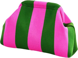 DIHKLCIO Clutch Purses for Women 2025 Summer Beach Woven Crochet Bag Dumpling Striped Ruched Cloud Purse Evening Handbag