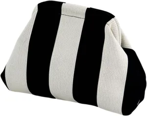 DIHKLCIO Clutch Purses for Women 2025 Summer Beach Woven Crochet Bag Dumpling Striped Ruched Cloud Purse Evening Handbag