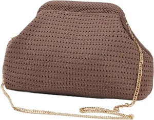 DIHKLCIO Summer Beach Woven Clutch Purses for Women 2025 Cloud Dumpling Pouch Purse Crossbody Bag Handbag Crochet Stripped
