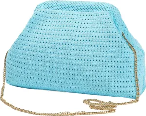 DIHKLCIO Summer Beach Woven Clutch Purses for Women 2025 Cloud Dumpling Pouch Purse Crossbody Bag Handbag Crochet Stripped