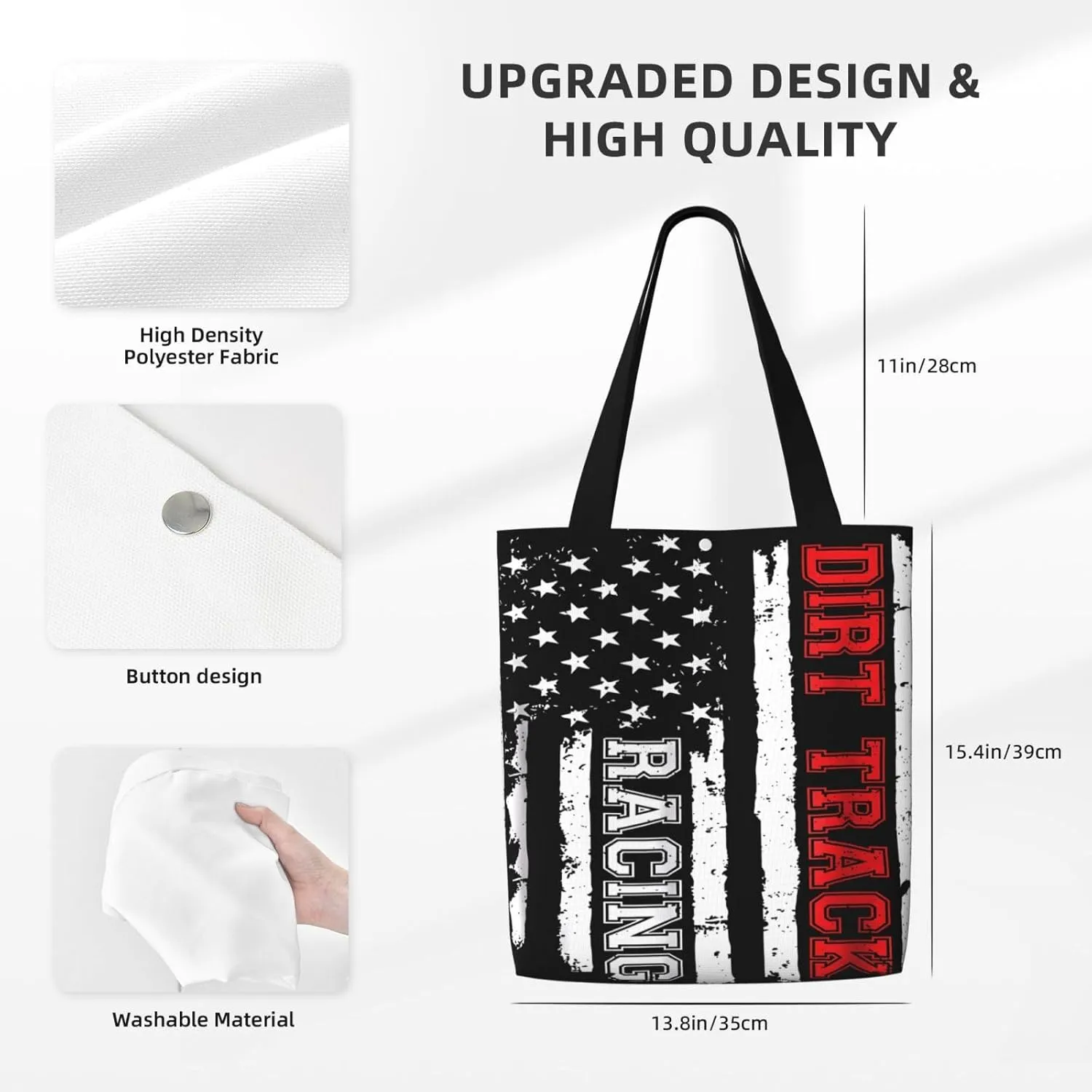 Dirt Bike Racing Motocross Race American Flag Canvas Totes Bag Shoulder Bags Shopping Crossbody 13.8 X 15.4 inch