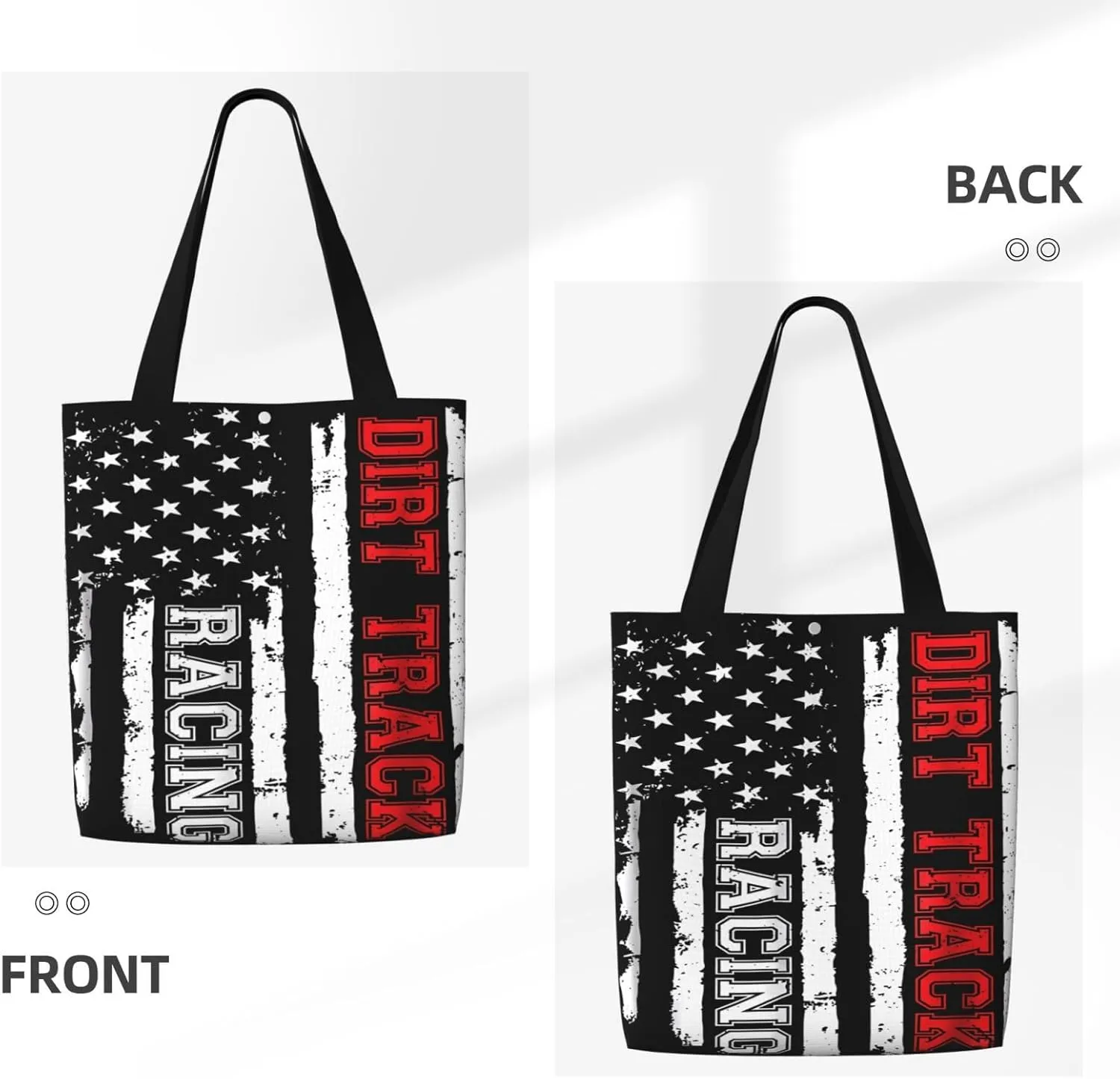 Dirt Bike Racing Motocross Race American Flag Canvas Totes Bag Shoulder Bags Shopping Crossbody 13.8 X 15.4 inch