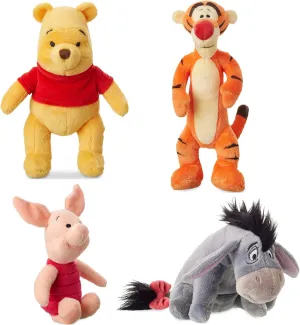 Disney Store Original Winnie The Pooh Mini Bean Plush Doll Set - Tigger, Eeyore, Piglet and Pooh
