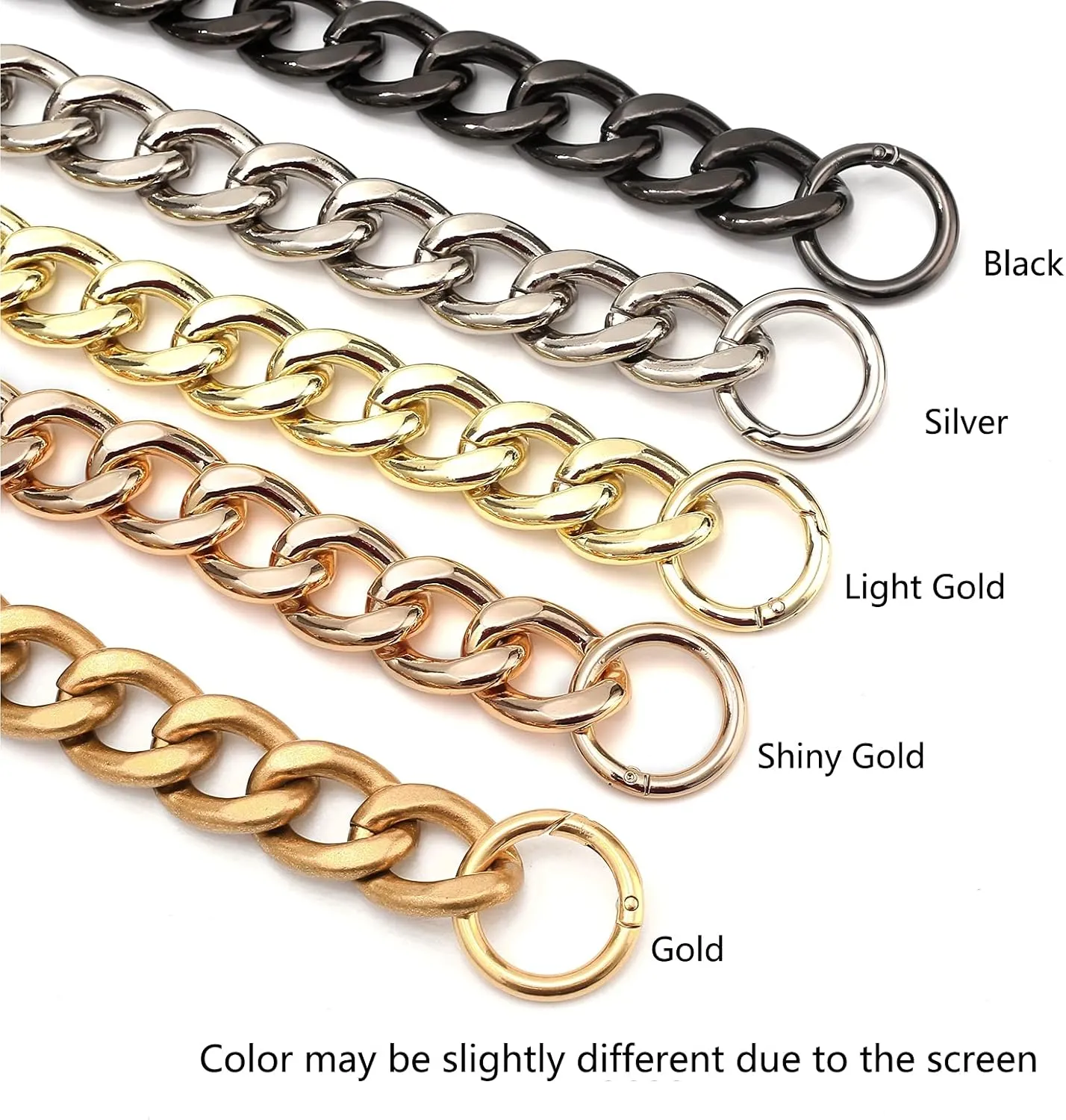 DIY Heavy Chunky Aluminum Metal Purse Handle Bag Chain Charms Strap Replacement Handbag Accessories Decoration