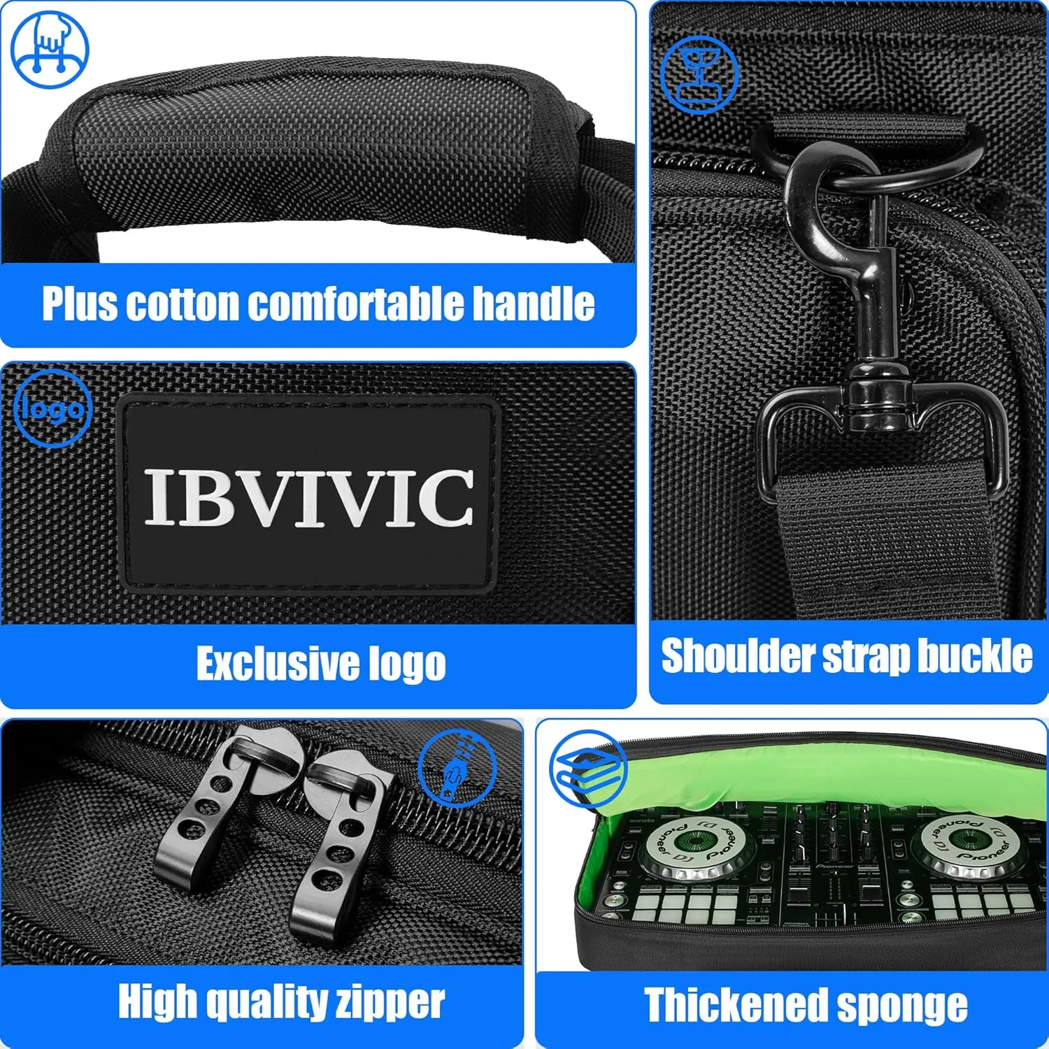 DJ Controller Case Bag fits for DDJ-FLX4,DDJ SB3, DDJ SB2,DDJ 400, DDJ RB Padded DJ Travel Carrying Bag