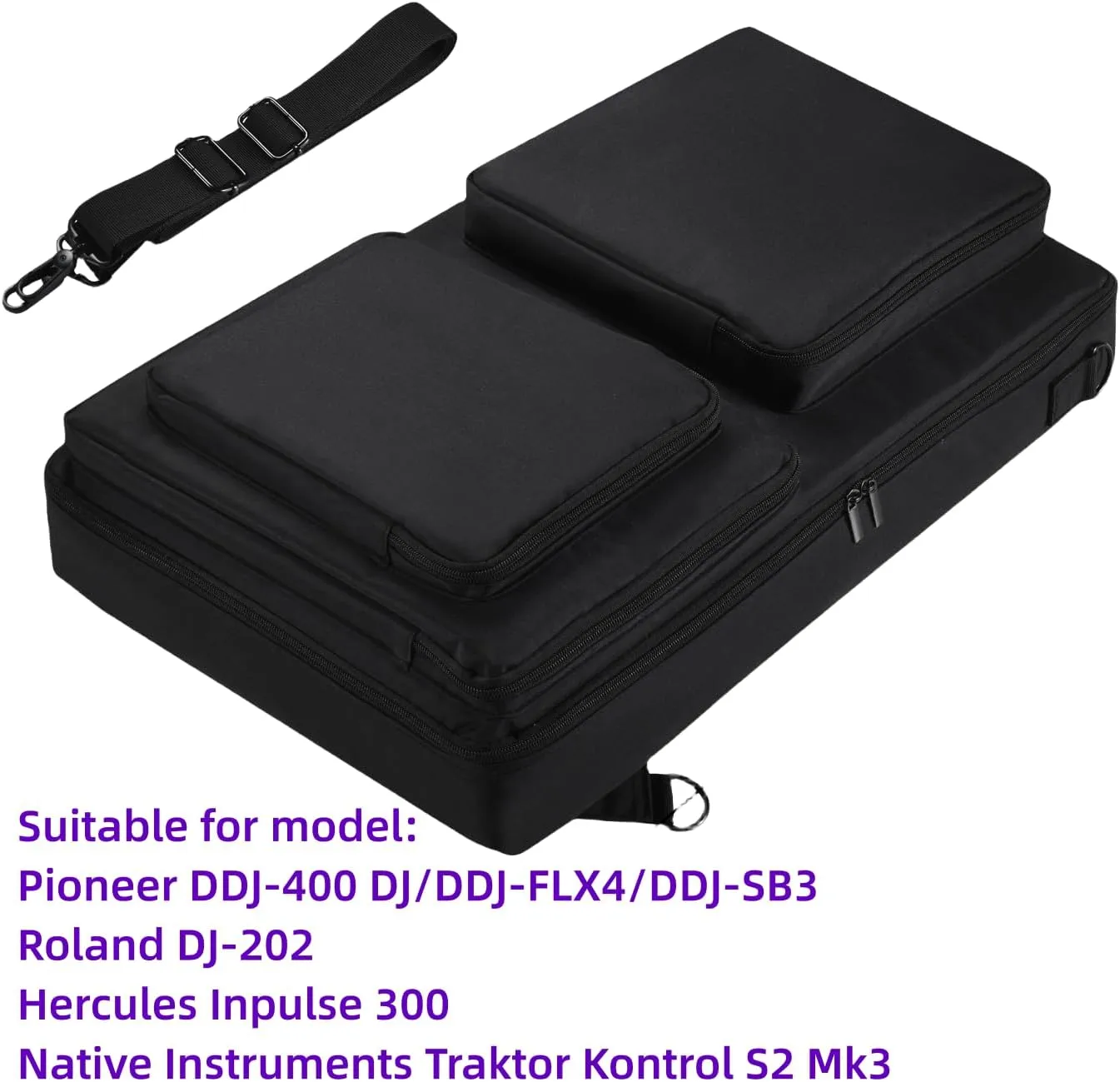DJ Controller Storage Bag Case for Pioneer DDJ 400 DJ/DDJ FLX4/DDJ SB3/Roland DJ 202/Hercules Inpulse 300/Native Instruments Traktor Kontrol S2 Mk3 Controller PortableTravel Bag