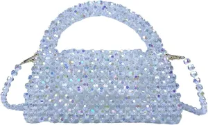 DJBM Women Acrylic Transparent Fancy Luxury Beaded Purse Handmade Crossbody Pearl Bag for Wedding Dating