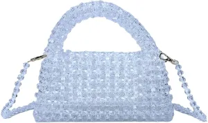 DJBM Women Acrylic Transparent Fancy Luxury Beaded Purse Handmade Crossbody Pearl Bag for Wedding Dating