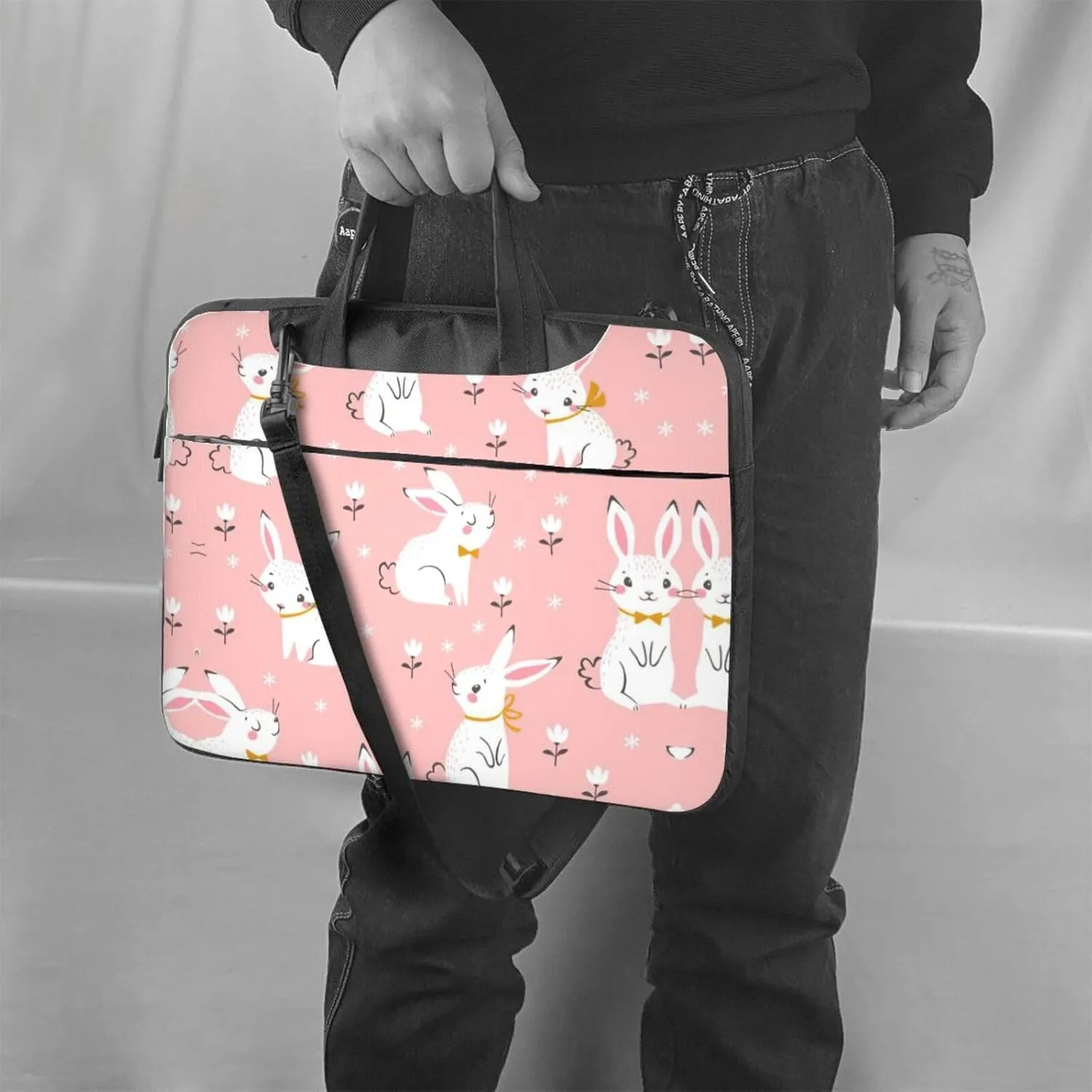 Dog Floral Ultra-Thin Laptop Bag,Laptop Bags For Business,Enjoy A Hassle-Free And Stylish Journey