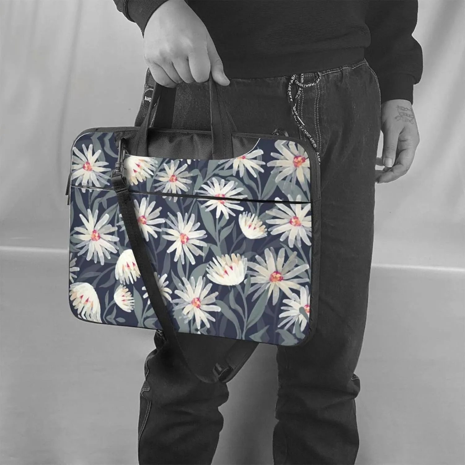 Dog Floral Ultra-Thin Laptop Bag,Laptop Bags For Business,Enjoy A Hassle-Free And Stylish Journey